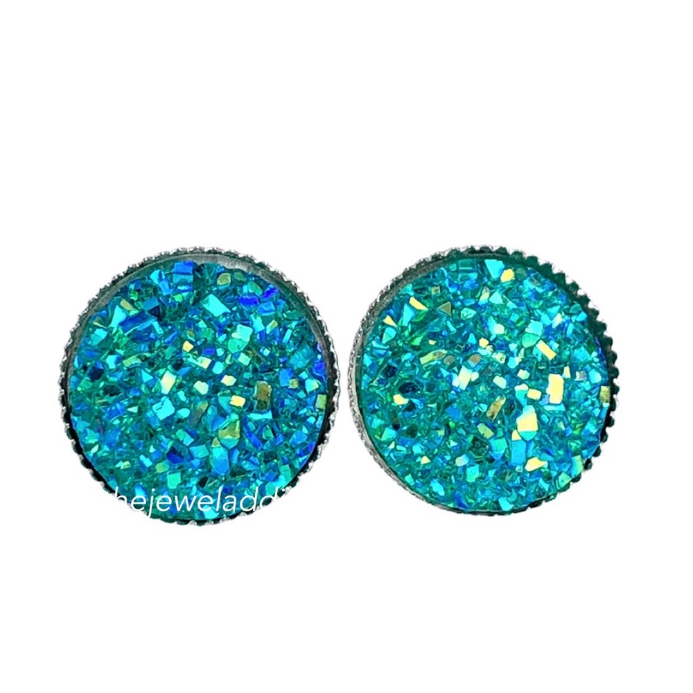 3 for 15🎀Turquoise flat Druzy Drusy style earring